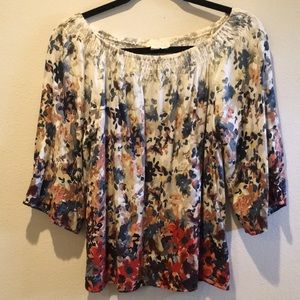 Off the shoulder floral top.